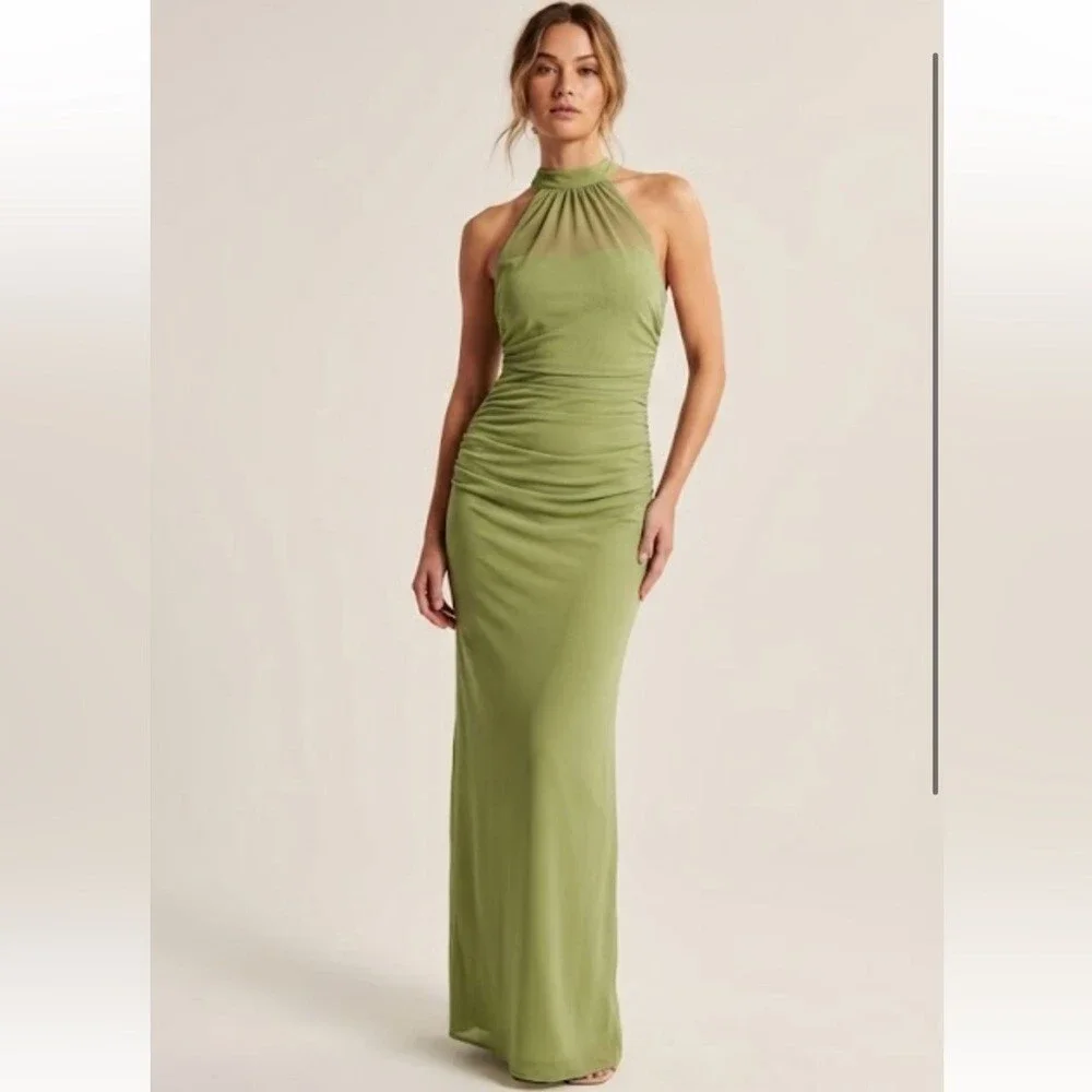 Abercrombie & Fitch Vol. 28 Sheer Halter Goddess Maxi Dress